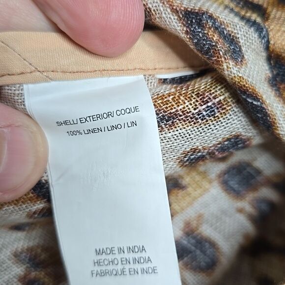 991 NWT Vitamin A Playa Linen Boyfriend Shirt - Lux Leopard EcoLinen Sz XS - Picture 7 of 7